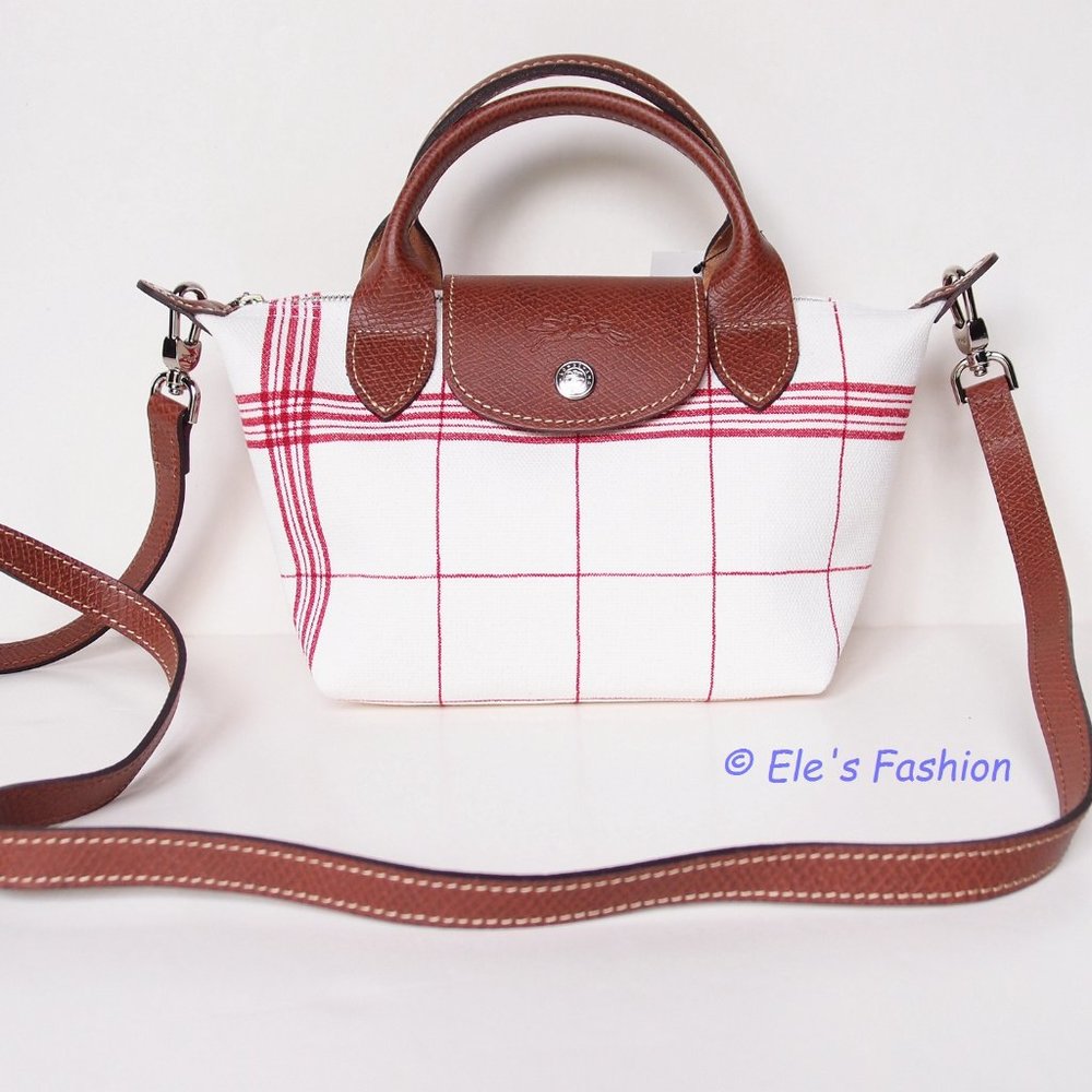❤️ NWT LONGCHAMP Le Pliage XS Canvas Crossbody Satchel Bag Torchon RED AUTHENTIC - Picture 7 of 16